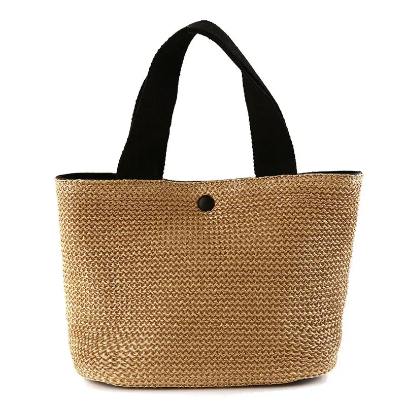 Fsahion Woven Ladies Straw Woven Handbag for Women's Holiday Beach Casual Tote Top-Handle Bags Handmade Retro Shoulder Bags 2024