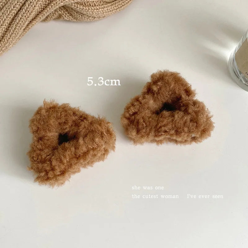 Plush Cat Ears Hair Clips For Women Girls Lamb Cashmere Hairpin Forehead Bangs Clip Fluffy Children New Winter Hair Accessories