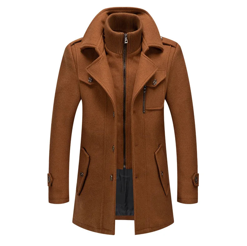 Men's Fashion Warm Autumn&Winter Jackets Trench Herrenmantel Coat for Men Double Collar Coat Jackets Mens Windproof Coats