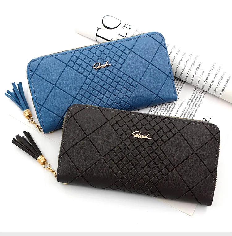 Zipper Money Coin Purse Women Card Holder Long PU Leather Clutch Wallet Large Capacity Lady Wristlet Phone HandBags Money Pocket