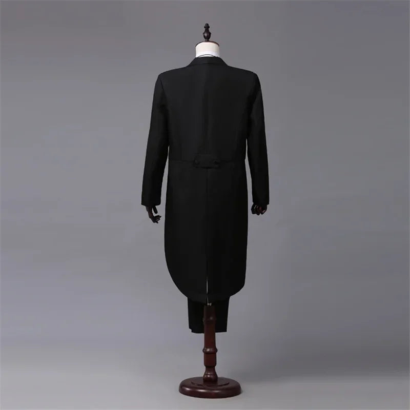 Costume de smoking pour homme, vintage, formel, coupe ajustée, revers en pointe, pantalon de smoking, queue-de-pie, chanteur, magicien, veste de scène, tenues