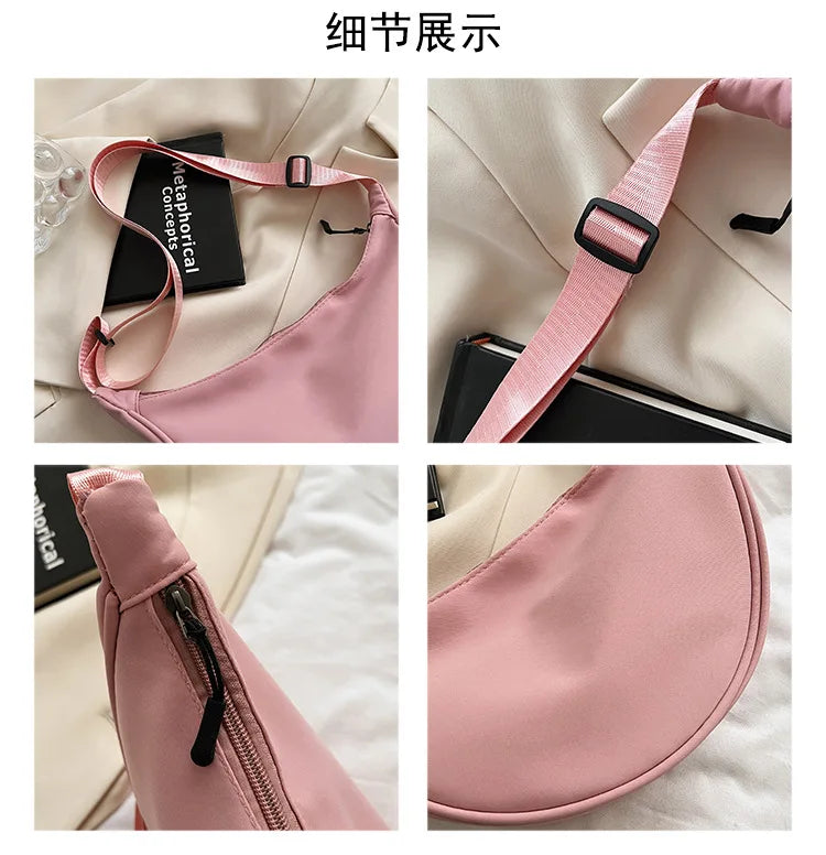 2023 New Nylon Messenger Bags Fashion Dumpling Bag for Women Nylon Crossbody Bag Half Moon Armpit Bag Large Shoulder Bags