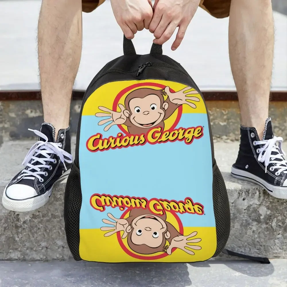 Customized Curious George Backpacks Women Men Casual Bookbag for School College Monkey Bags