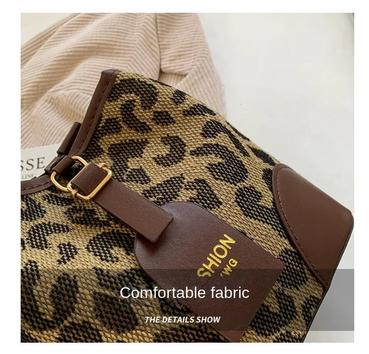 Leopard Small PU Leather Women Bucket Crossbody Bags 2024 Fall Designer Shoulder Bag Luxury Brand Ladies Handbag Lady Trend Tote