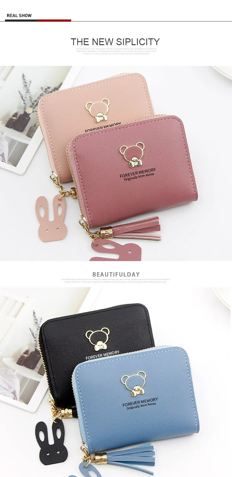 2022 Short Women Wallets Mini Cute Coin Pocket Card Holder Name Engraved Female Purse New Fashion Kpop Small Wallet For Girls