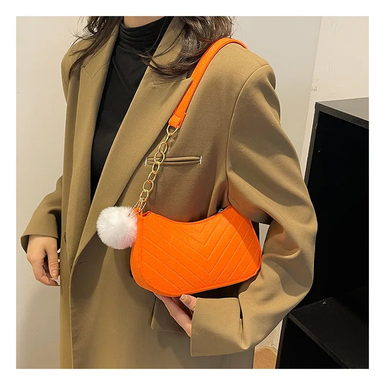 Mini Underarm Bag Female Chain Shoulder Pouch Hot Sale Ladies PU Leather Fashion Women Handbag Solid Color Casual Bags