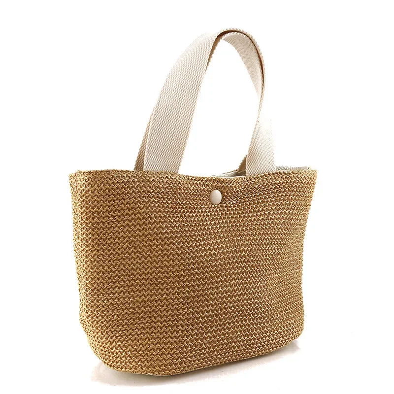 Fsahion Woven Ladies Straw Woven Handbag for Women's Holiday Beach Casual Tote Top-Handle Bags Handmade Retro Shoulder Bags 2024