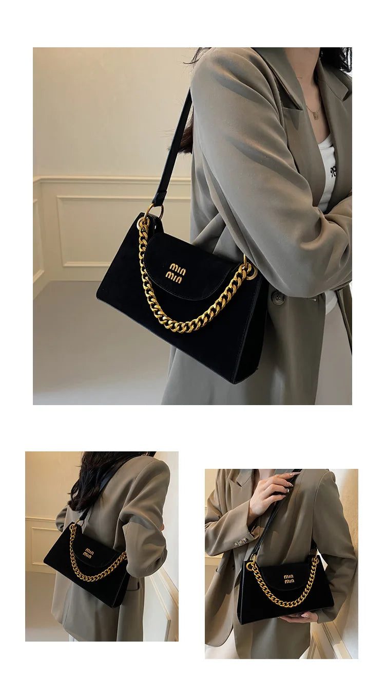 Metal Letter Designer Brand Handbags Top Handle Luxury Shoulder Bags Solid Color Elegant Crossbody Bags Fashion Bags For Women