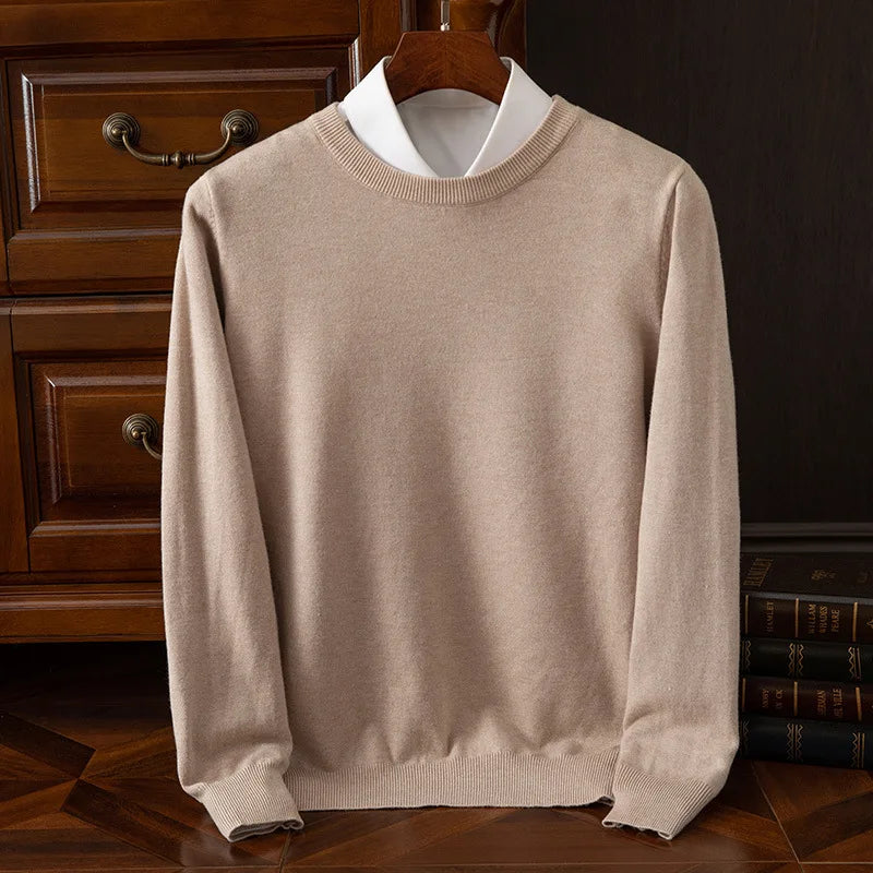 Autumn/Winter New Men's Cashmere Cold Resistant Clothing Round Neck White Sweater Pullover Warm korean Sweaters Pullover Tops