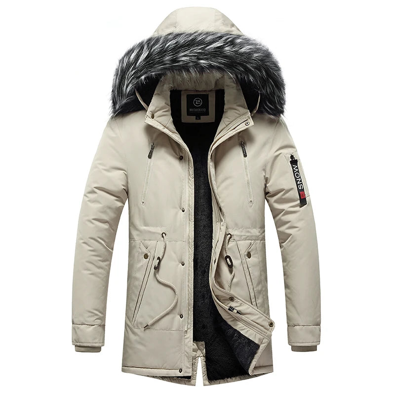 Veste d'hiver chaude pour hommes, veste parka décontractée coupe-vent en coton, manteau pour hommes, col en fourrure, vêtements d'extérieur épais, chapeau détachable, veste pour hommes