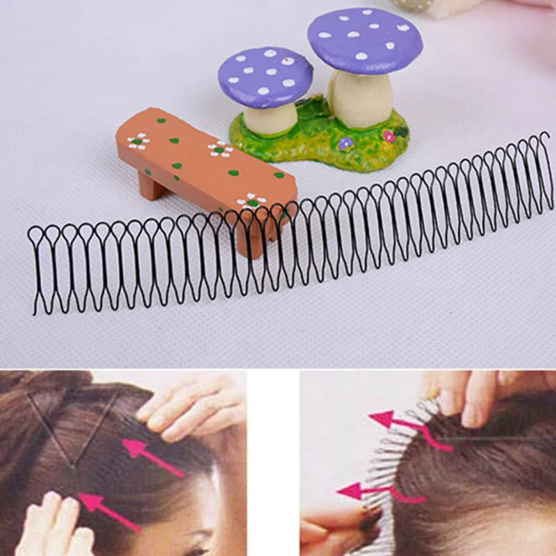 4Pcs Invisible Broken Hair Hairpin Adult Tiara Tools Curve Needle Bangs Black Fixed Insert Comb Professional Styling Accessories