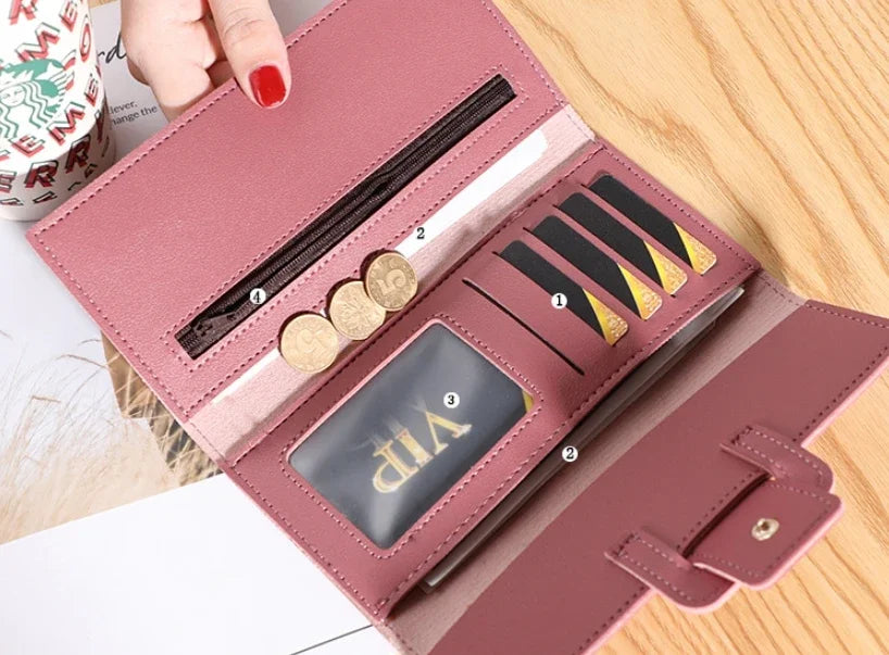 Women Wallet Cardholder Coin Purses Clutch Phone Credit Card Holder Ladies Luxury Large Capacity Leather Bag with Zipper