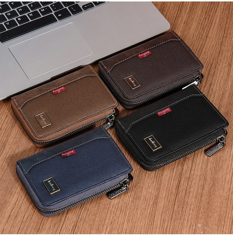 Baellerry RFID Simple Short Men Zipper Wallets Luxury Brand Card Holder Male Wallet Photo Holder Coin Pocket Man Purses