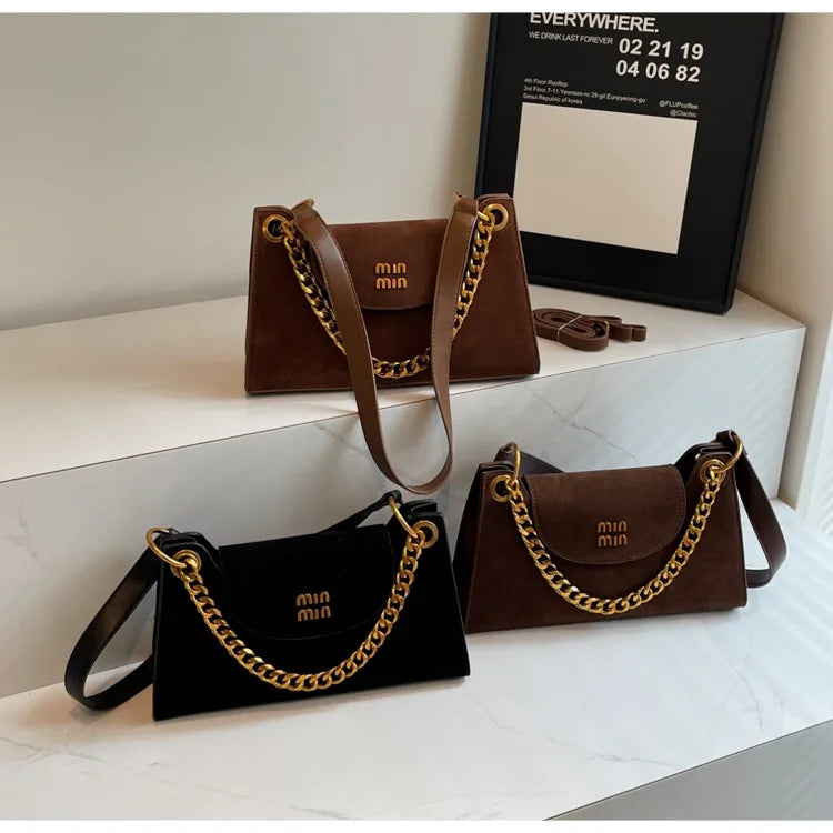 Metal Letter Designer Brand Handbags Top Handle Luxury Shoulder Bags Solid Color Elegant Crossbody Bags Fashion Bags For Women