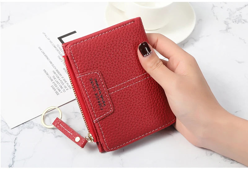 New Yellow Women Wallet Soft PU Leather Female Purse Mini Hasp Card Holder Coin Short Wallets Slim Small Purse Zipper Keychain