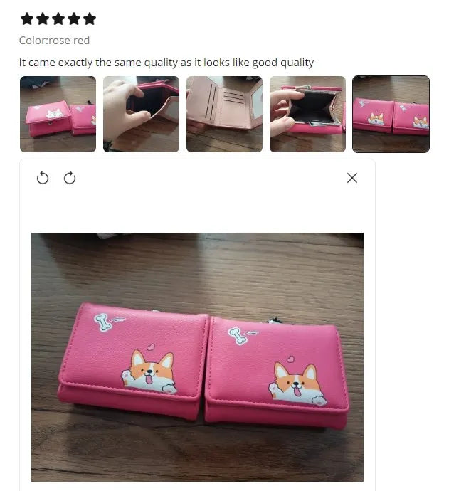 Korean Style Cartoon Women Wallet Small Cute Corgi Doge Wallets Ladies Short Leather Purses Female Purse Clutch