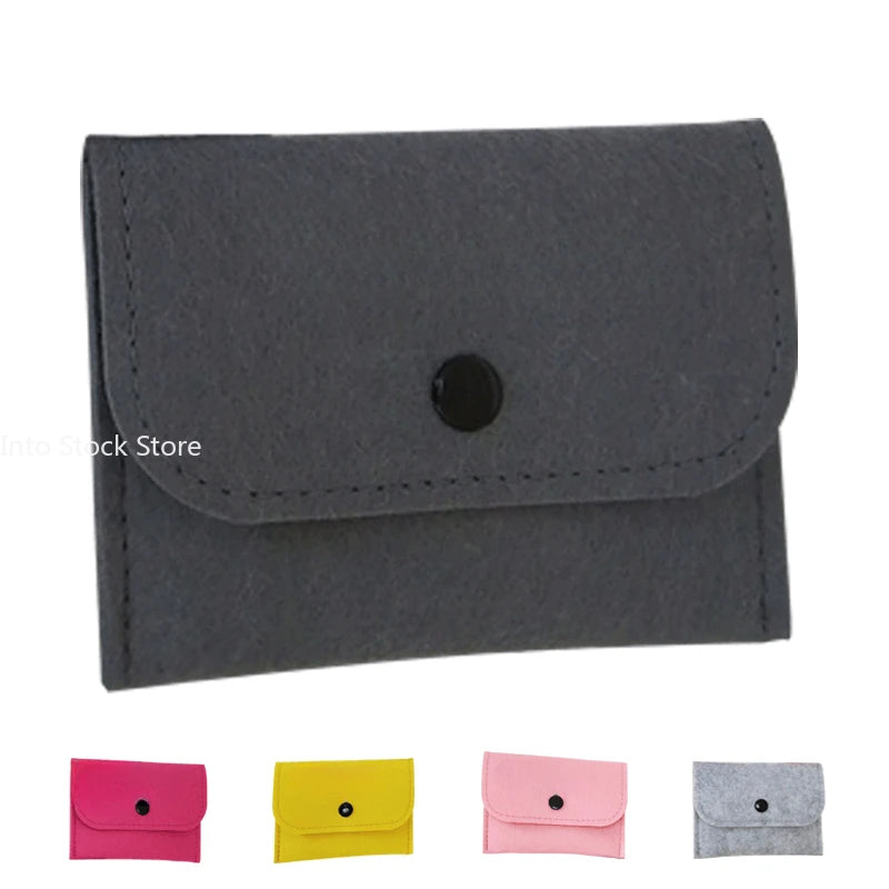 Unisex Felt Coin Purse Bag Women Girls Mini Zipper Coin Wallet Case Casual Square Money Change Card Key Holder Pouch