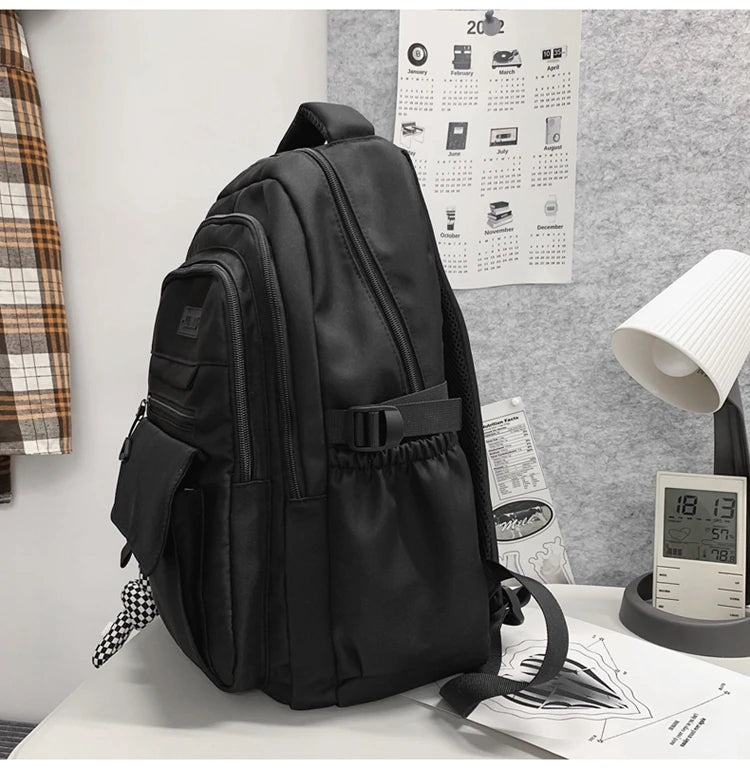 New Simple Student Bag Solid Color Schoolbag Youth Large Capacity Travel Backpack High Quality Canvas Schoolbag Fashion Backpack