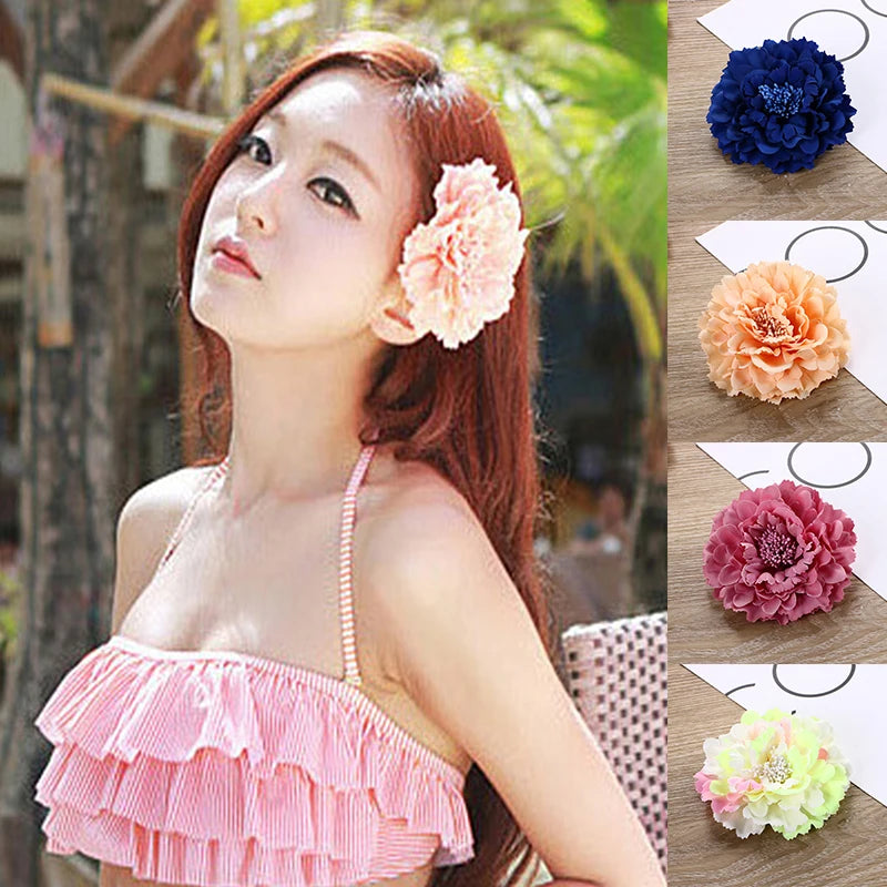 Flamenco Flowers For Hair DIY Headdress For Bridal Flocking Cloth Red Rose Flower Hairpin Hair Clip Party Hair Accessories