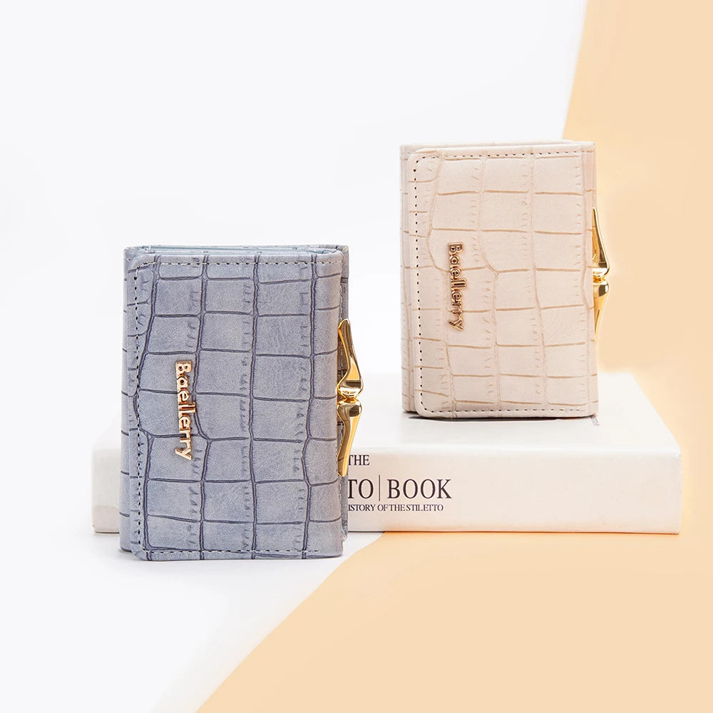 Baellerry New Women Short Wallet Brand Card Holder Simple Coin Pocket High Quality Female Purse Crocodile Pattern Women's Wallet