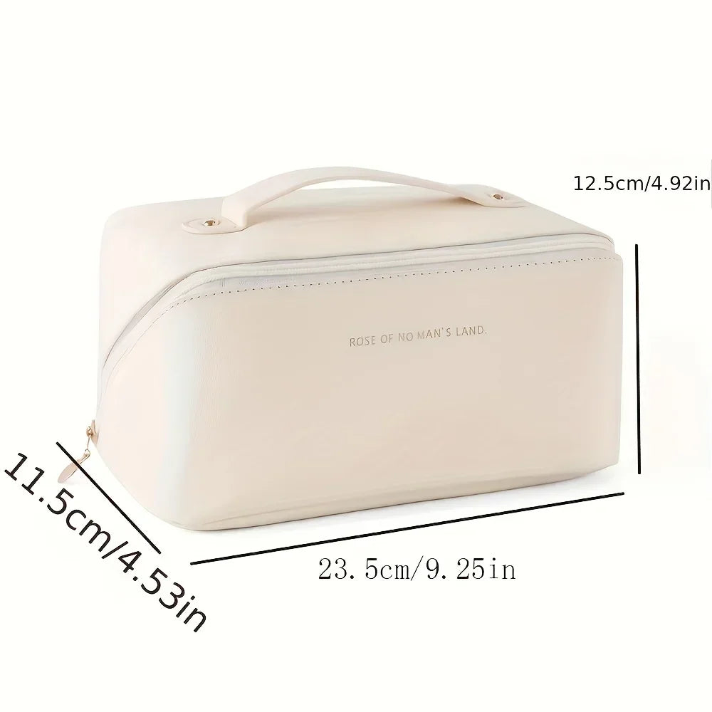 Leather Large Capacity Travel Cosmetic Bag Portable Women Makeup Case Waterproof Multifunctional Toiletry Organizer Storage Bag