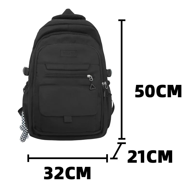 New Simple Student Bag Solid Color Schoolbag Youth Large Capacity Travel Backpack High Quality Canvas Schoolbag Fashion Backpack