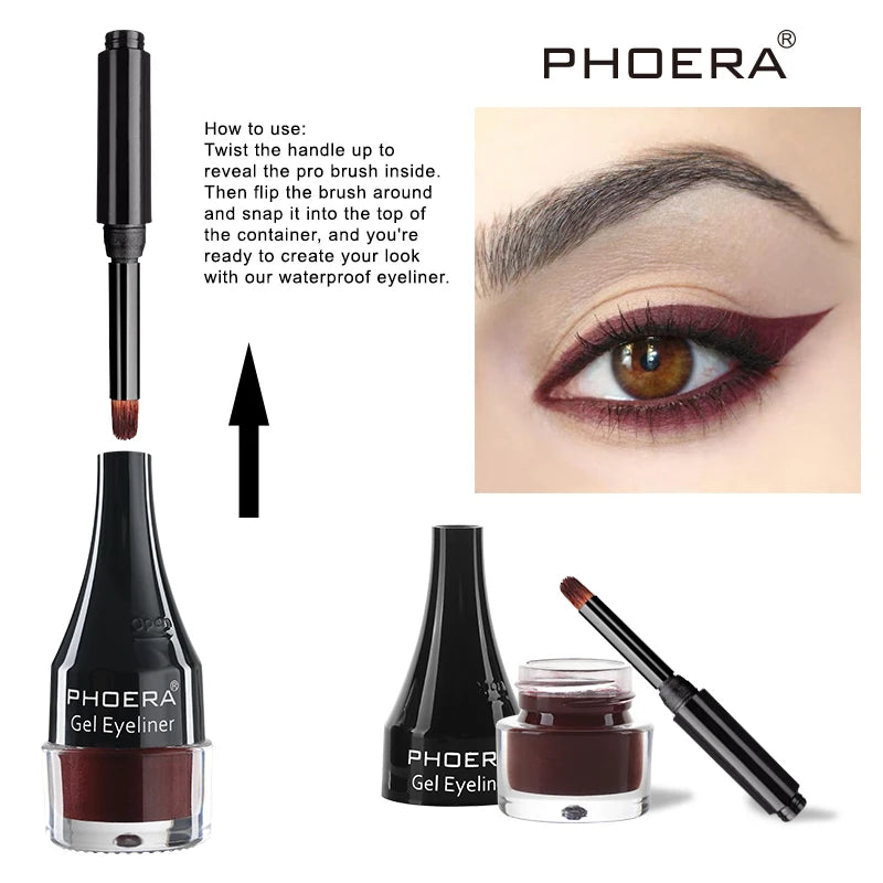 PHOERA Eyeliner Coloré 10 Couleurs Gel Eyeliner Imperméable Avec Pinceau Eyeliner Longue Tenue Crème Outils De Maquillage Cosmétiques Pour Femmes