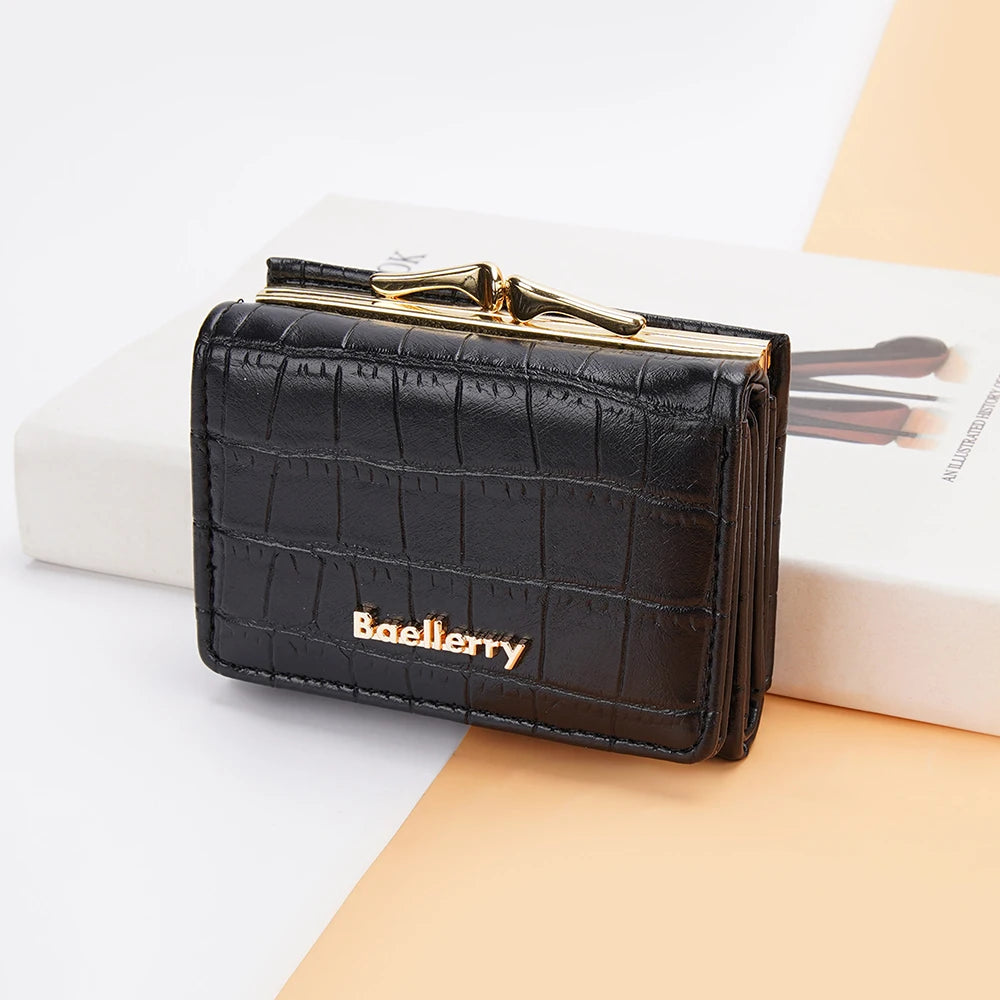 Baellerry New Women Short Wallet Brand Card Holder Simple Coin Pocket High Quality Female Purse Crocodile Pattern Women's Wallet