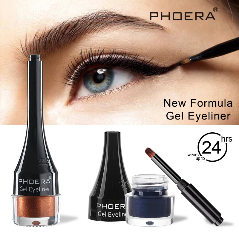 PHOERA Eyeliner Coloré 10 Couleurs Gel Eyeliner Imperméable Avec Pinceau Eyeliner Longue Tenue Crème Outils De Maquillage Cosmétiques Pour Femmes