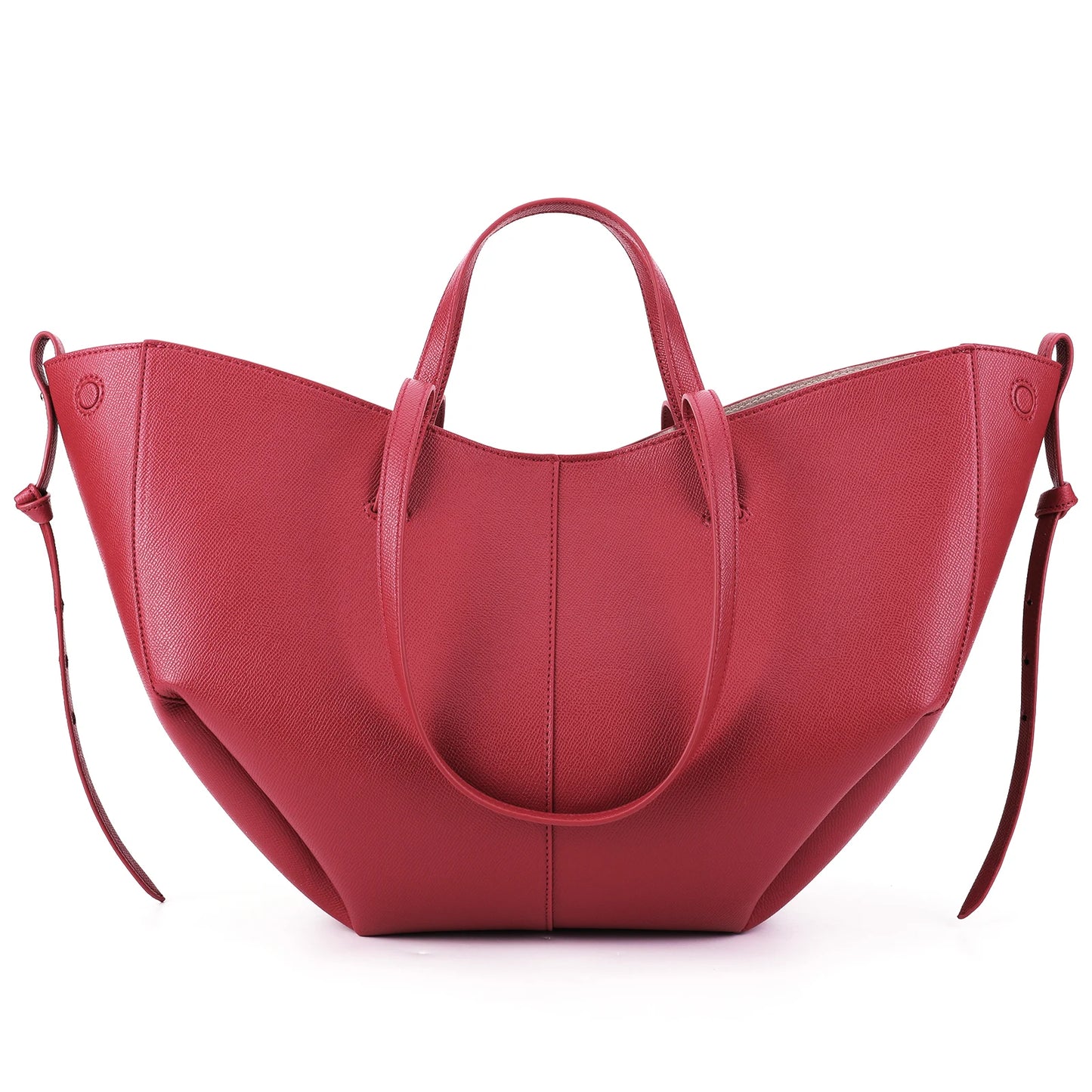 Women Solid Color Bag Large Capacity Elegant Shoulder Bag PU Leather Leisure Bag with Matching Clutch Set