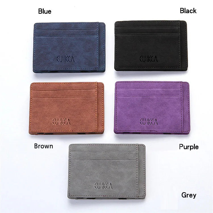 New Mini Men Wallets Name Engraved Card Holder Male Wallet High Quality PU Leather Zipper Coin Pocket Small Magic Man Purses