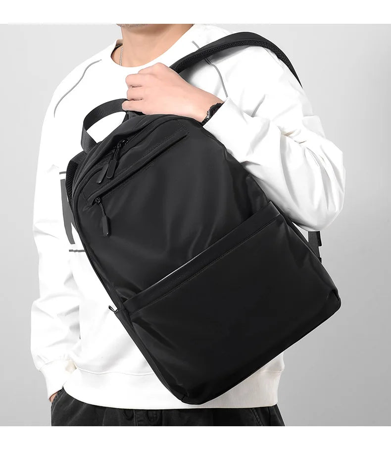 New Style Men's Business Backpack Nylon Solid Color Large Capacity  Student Schoolbag  Travel Backpack on Sale