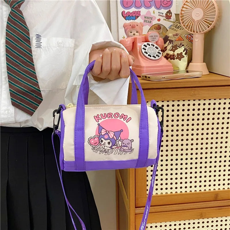 Stitch Canvas Bucket Bag Cute Cartoon Handbag Casual All-match Crossbody Bag Portable Anime Satchel Tote Women Fashion Backpacks