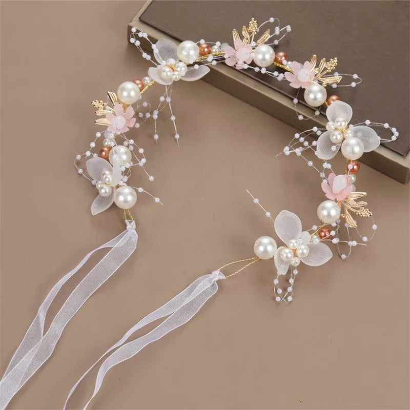 Coiffe de mariée bohème de printemps pour filles, couronne de fleurs, guirlande de mariée, cerceau de tête, bandeaux, bijoux de cheveux, cadeaux pour enfants