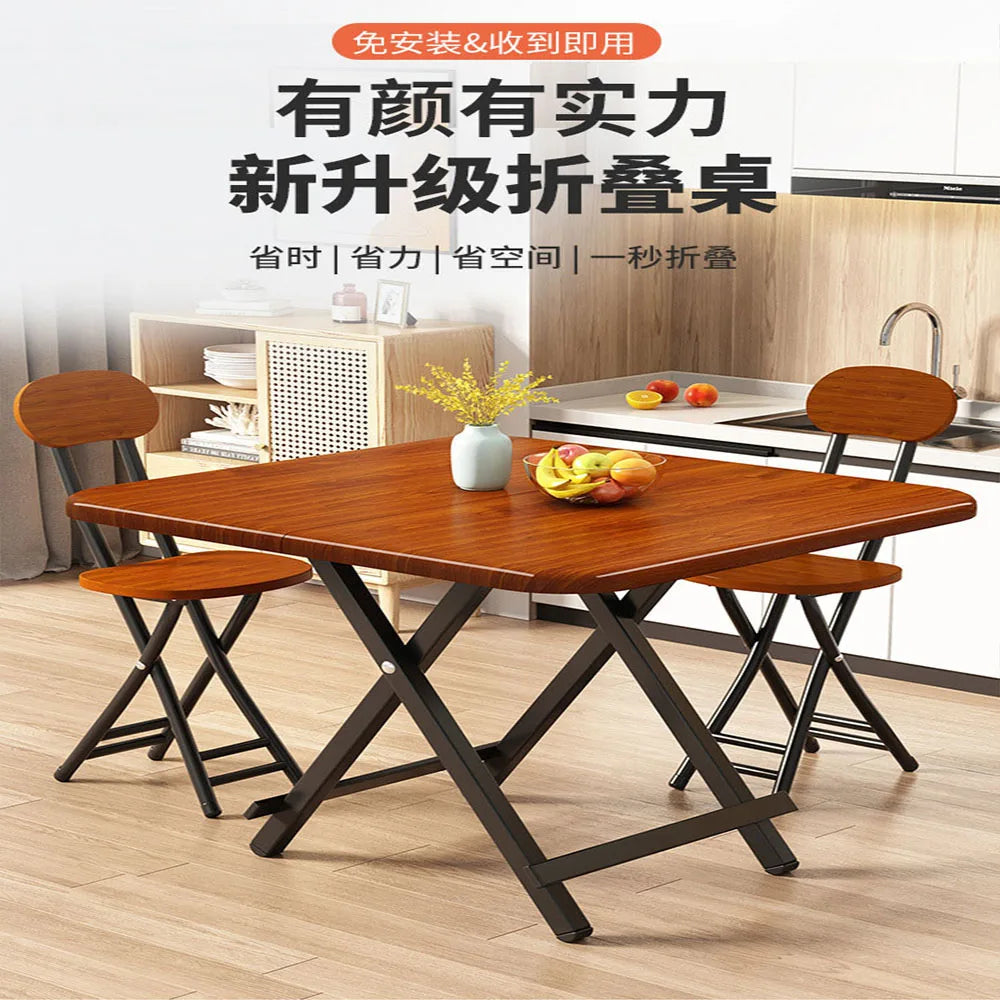 Portable Folding Table 60/70CM Modern Simple Living Room Dinning Set Furniture Solid Wood Restaurant Kitchen Table Folding Chair