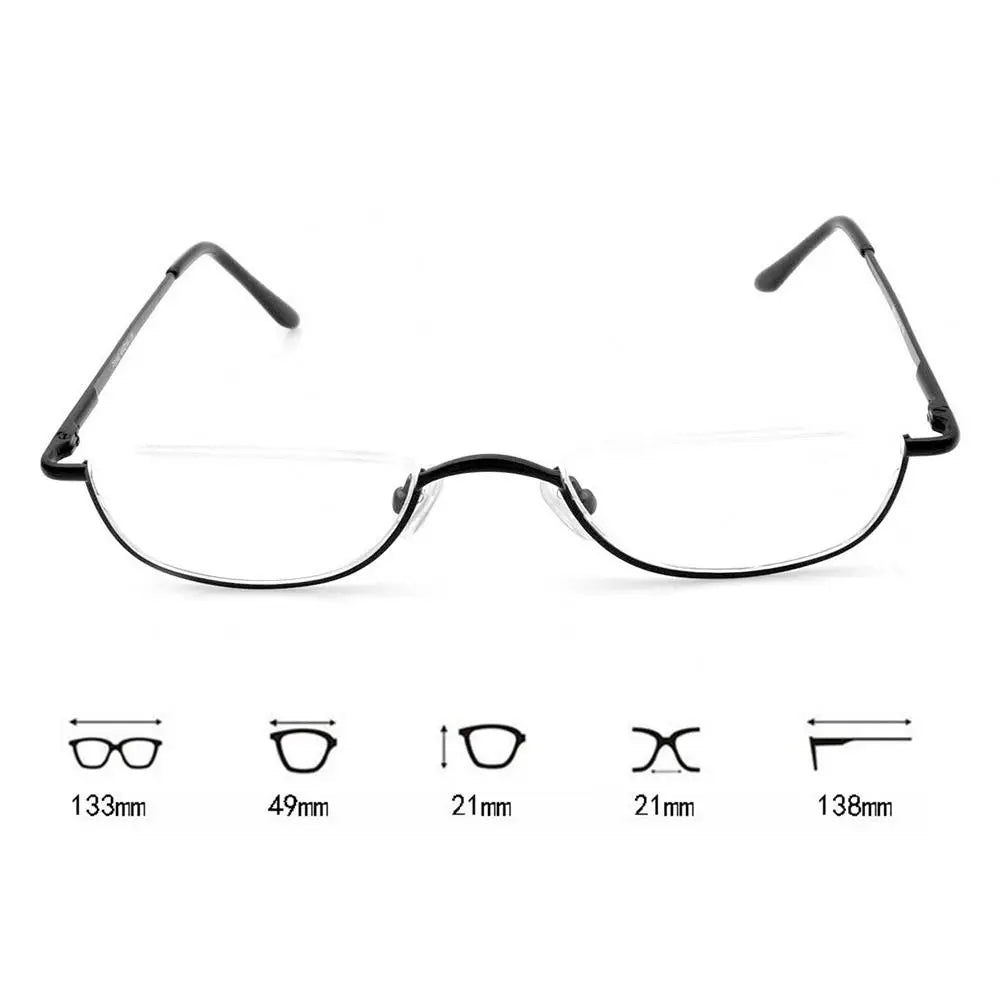 Retro Reading Glasses High-definition Metal Spring Hinges Half Moon Semi Rimless Readers Optical Spectacle Small Frame Eyeglass