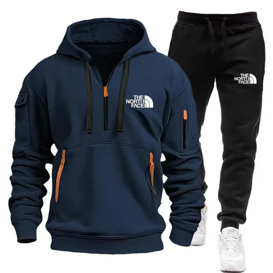 New Men's Sets Tracksuit Hoodie Pants Arm Pocket Zipper Fashion Casual Outdoor Jogging Sportswear Men Designer Clothing Suit 3XL