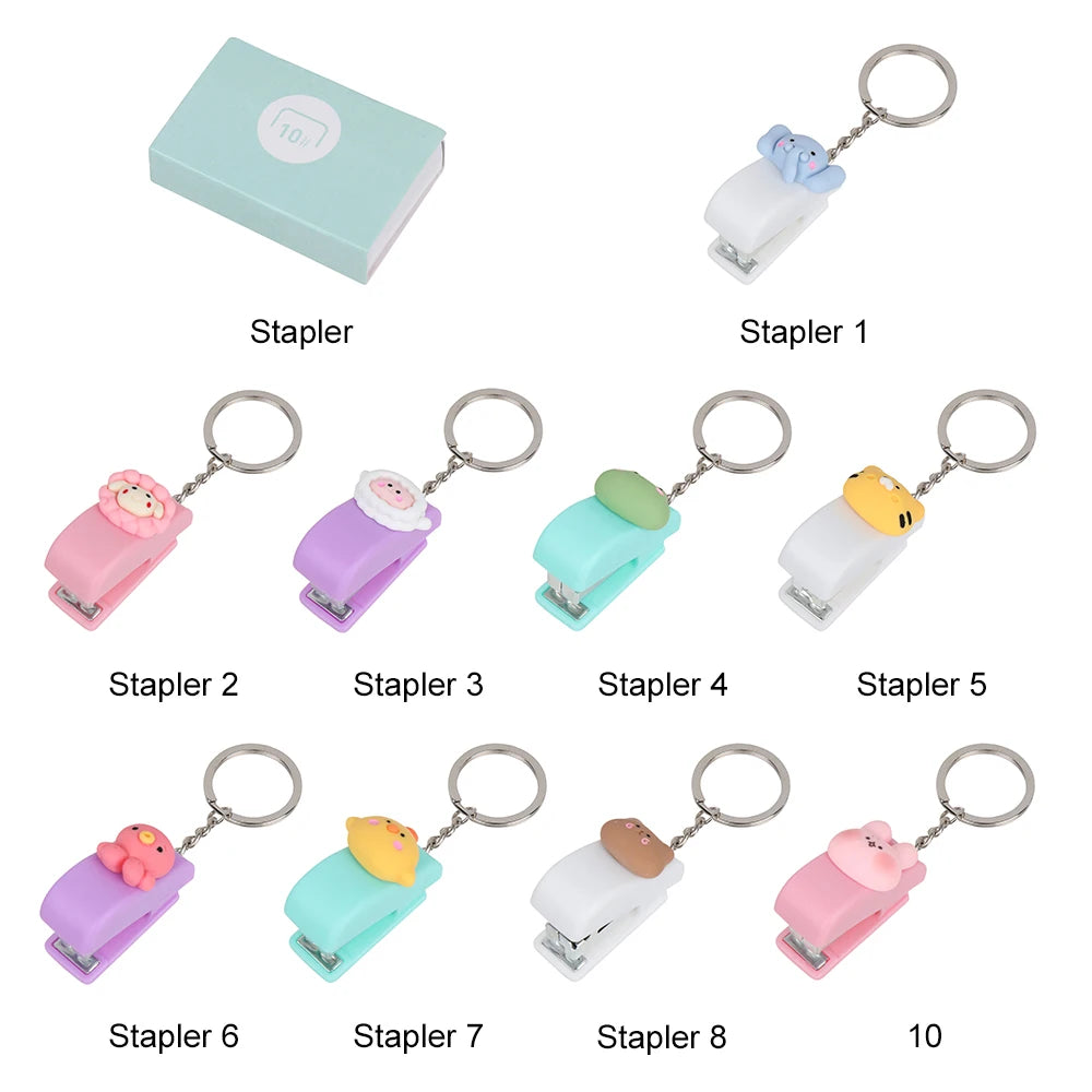 1PC Cartoon Cute Mini Stapler Portable No.10 Staples Binding Tools Stationery Office School File Organizer Supplies Push Clip