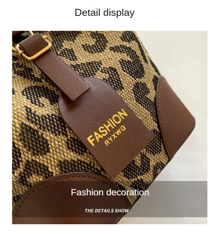 Leopard Small PU Leather Women Bucket Crossbody Bags 2024 Fall Designer Shoulder Bag Luxury Brand Ladies Handbag Lady Trend Tote