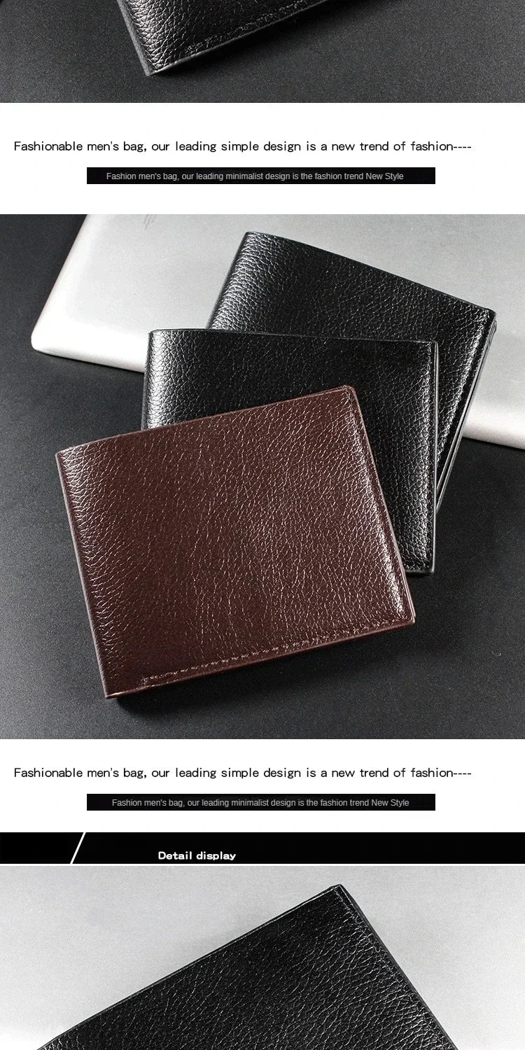 Men's Wallet Genuine Leather Men Wallets Premium Product Real Cowhide Wallets for Man Short Black Walet Portefeuille Homme