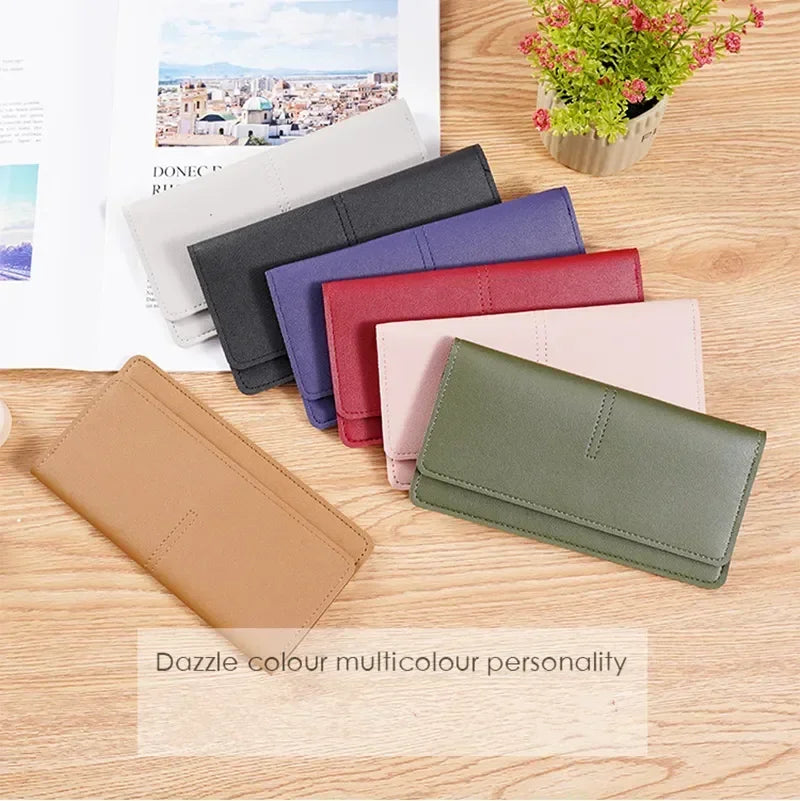 PU Leather Long Women Thin Wallets Large Capacity Female Coin Purses Hasp Clutch ID Credit Multi-Card Holder Money Bag Clip