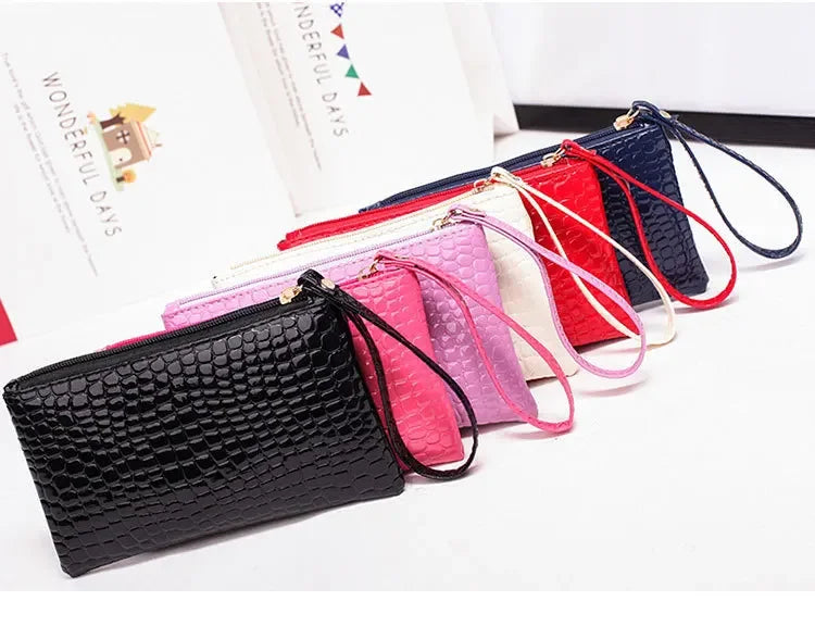 Leather Women's Long Wallet Crocodile Pattern Handbag Ultra Thin Soft Women ID Credit Card Holder Coin Purse for Female Ladies