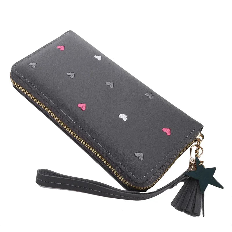 Women Long Wallets Purses Luxury Love Heart Wallets for Ladies Girl Money  Pocket Card Holder Female Wallets Phone Clutch Bag