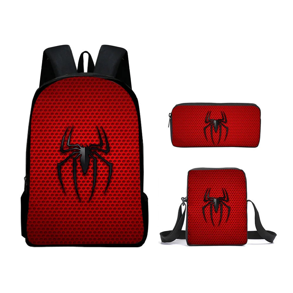 Spidermans Backpack Three Piece Set for Elementary School Students Cartoon Backpack for Boys Backpack Fashion Super-heros Style