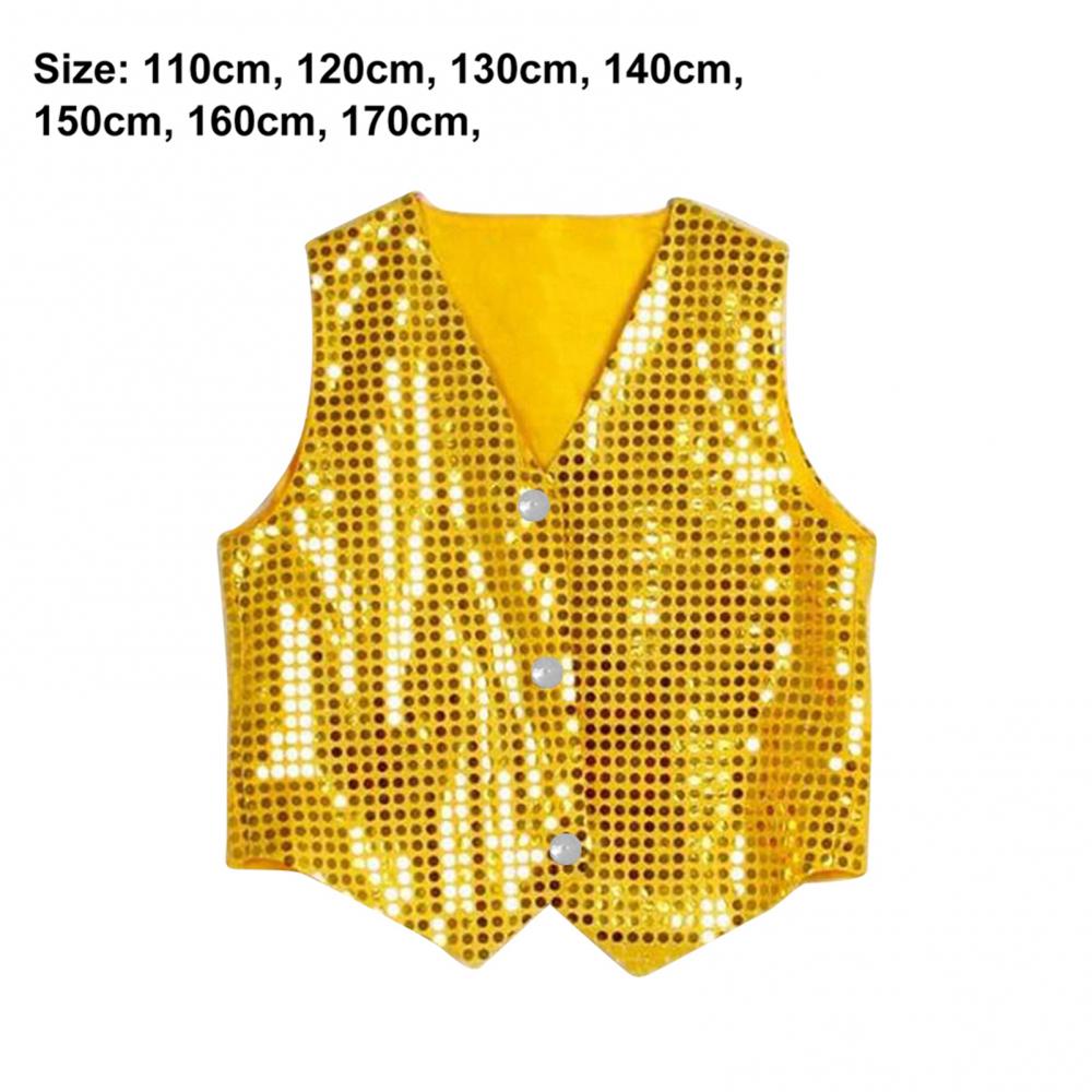 Children Shining Sequins Clothes Boys Students Christmas Stage Performance Costumes Kids Hip-hop Jazz Stage Dance Vest Waistcoat