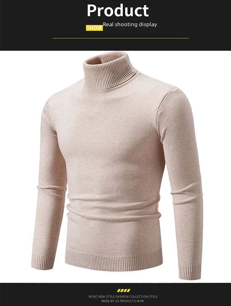 Pull à col roulé d'hiver pour hommes Pull thermique Polo/Pull à col roulé Pull Autre matériau