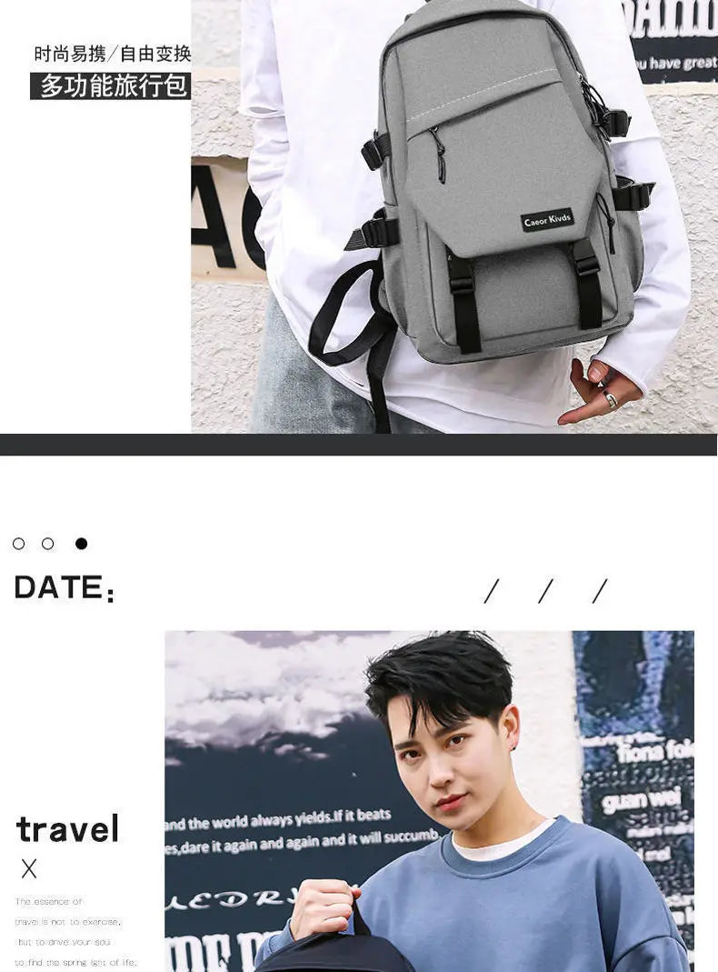 New Style Men's Business Backpack Woman Nylon Solid Color Large Capacity Laptop Student Schoolbag Travel Unisex Backpack 2023