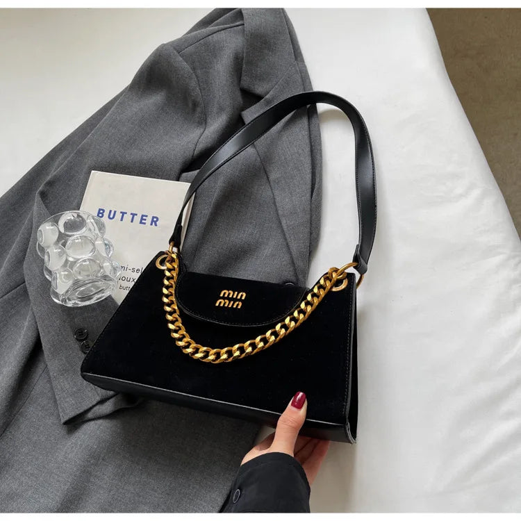 Metal Letter Designer Brand Handbags Top Handle Luxury Shoulder Bags Solid Color Elegant Crossbody Bags Fashion Bags For Women