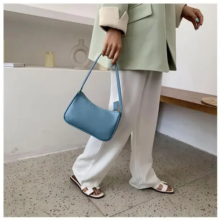 Women Handle Bag Retro Handbag PU Leather Shoulder Totes Underarm Vintage Top Handle Bag Female Small Subaxillary Bag New