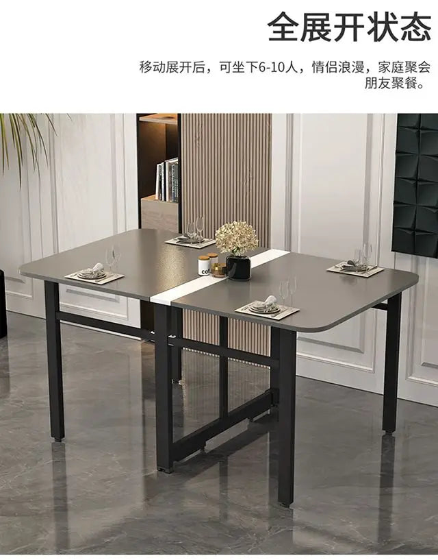 Folding Table, Solid Wood, Ultra-thin, Small Household Type, Installation Free, Simple Dining Table, Retractable, Mobile, Multi